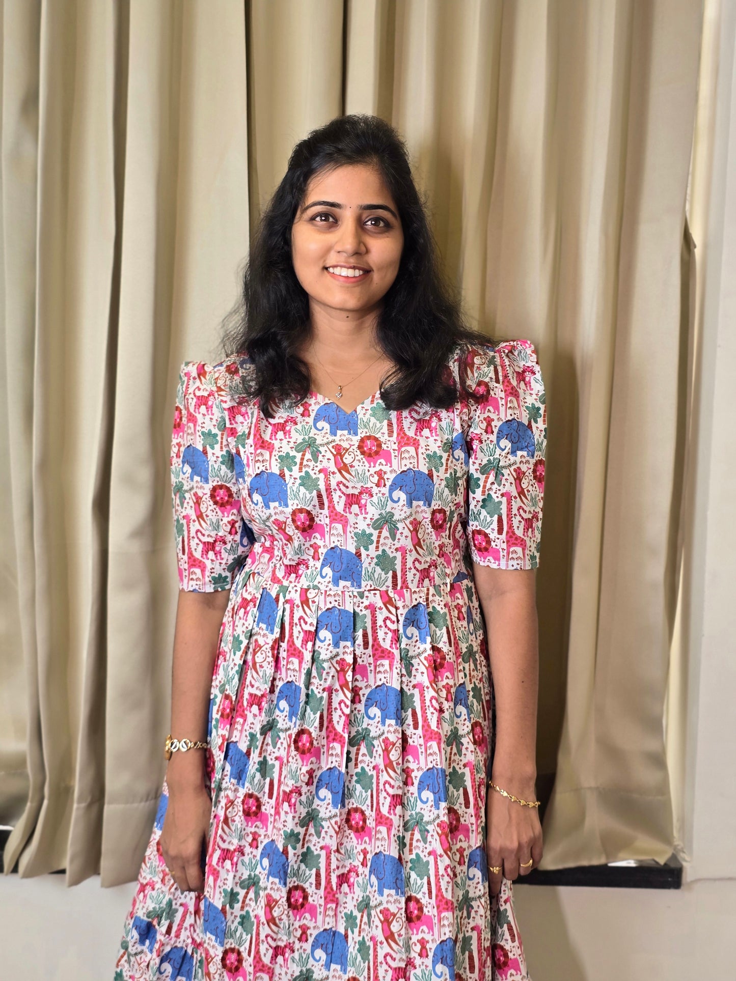 Elephant theme Cotton Feeding Maxi