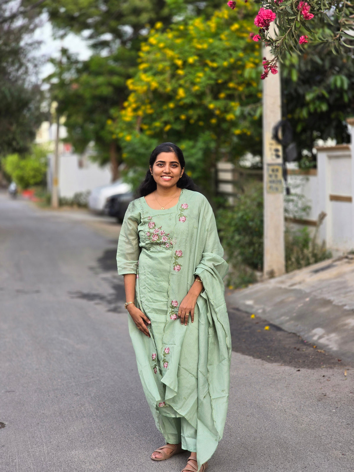 Pista green Embroidery Festive Salwar set