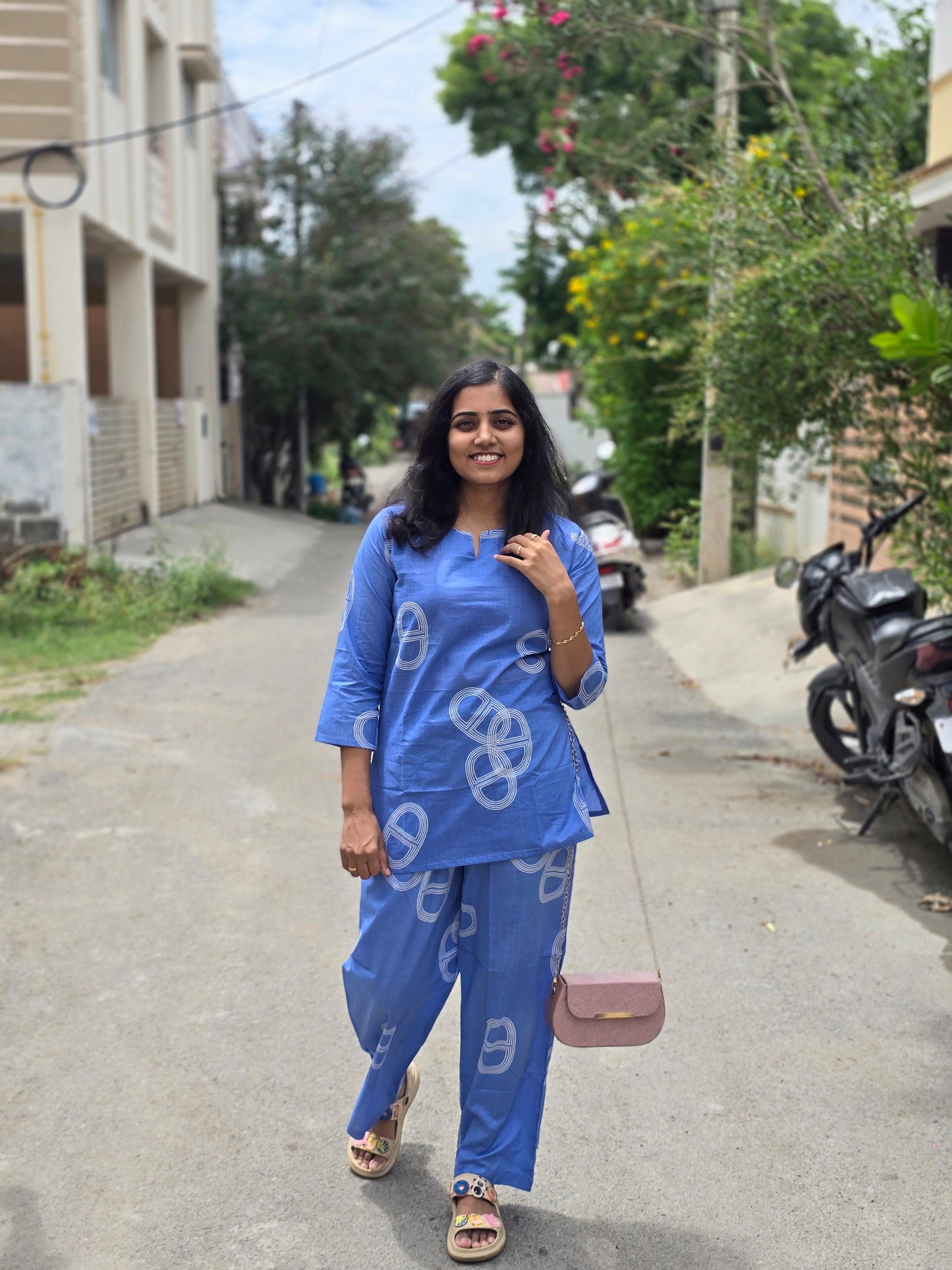 Blue Rings Cotton coord set