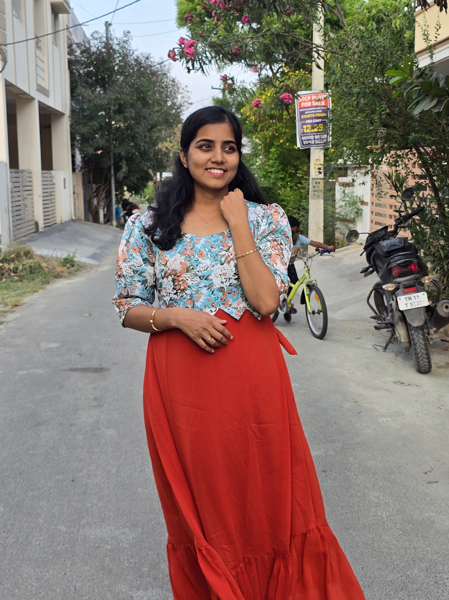 Orange Blue Stylish Feeding Maxi