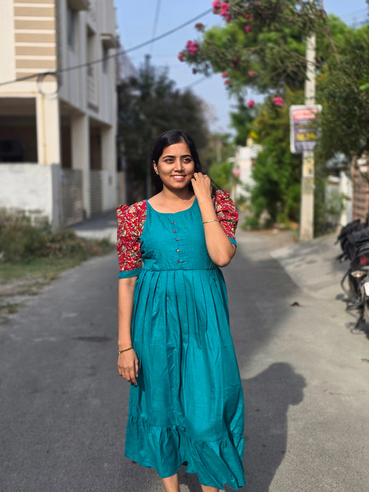 Ramar Green with Kalamkari Feeding Maxi