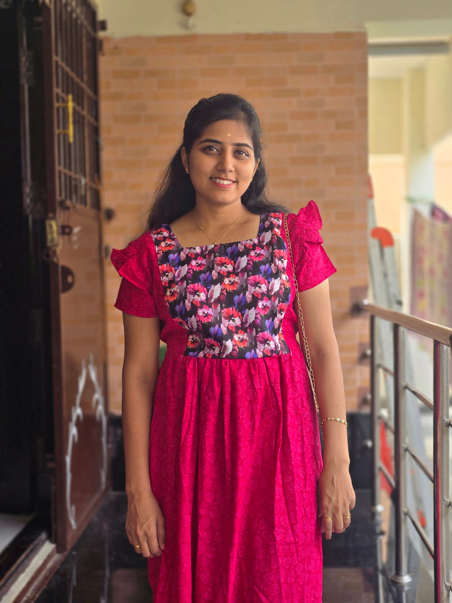 Pink flowers Feeding frock