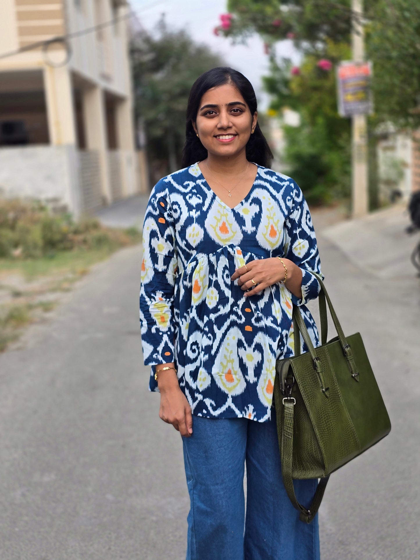 Blue white Peplum