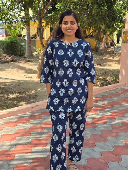 Navy Blue Cotton coord set