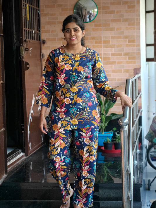 Blue colorful flowers Coord set