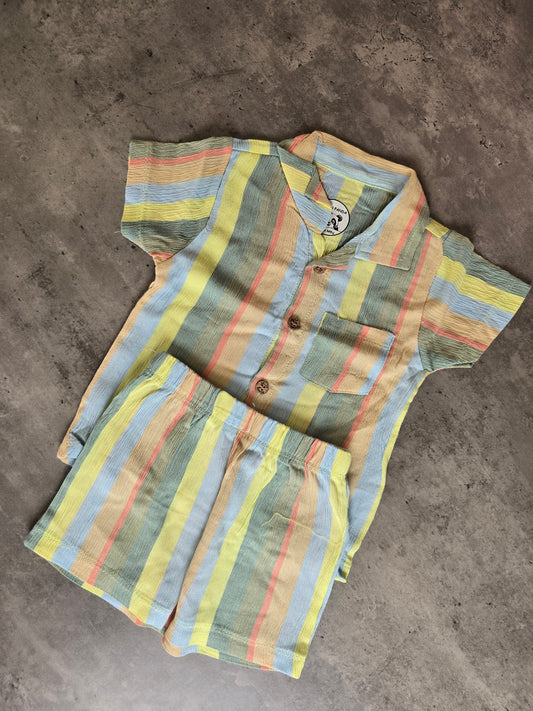 Multicolor Stripes Coord set