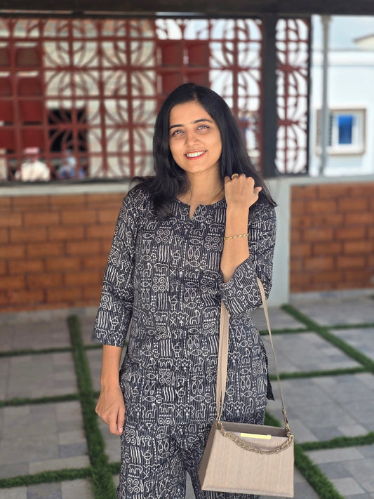 Black White stripes Sculpture coord set