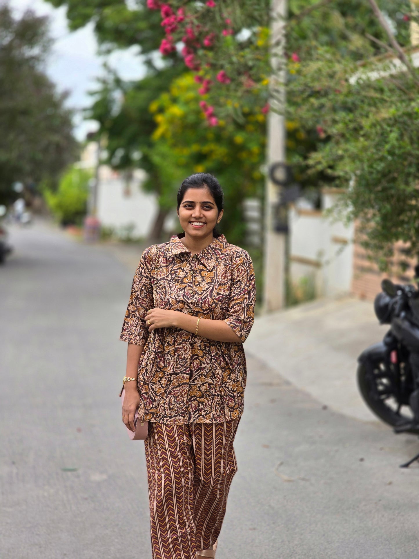 Brown Kalamkari Peplum Coord set