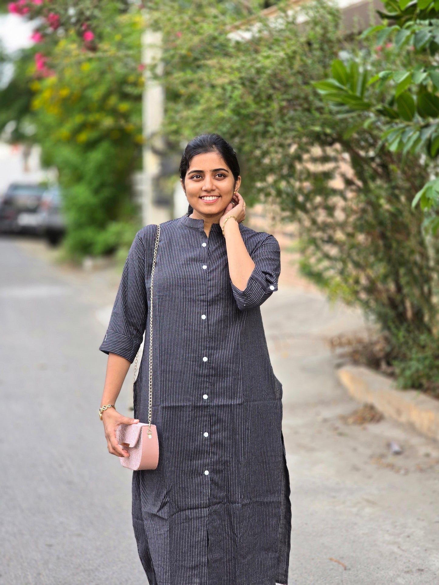 Black stripes kurti set