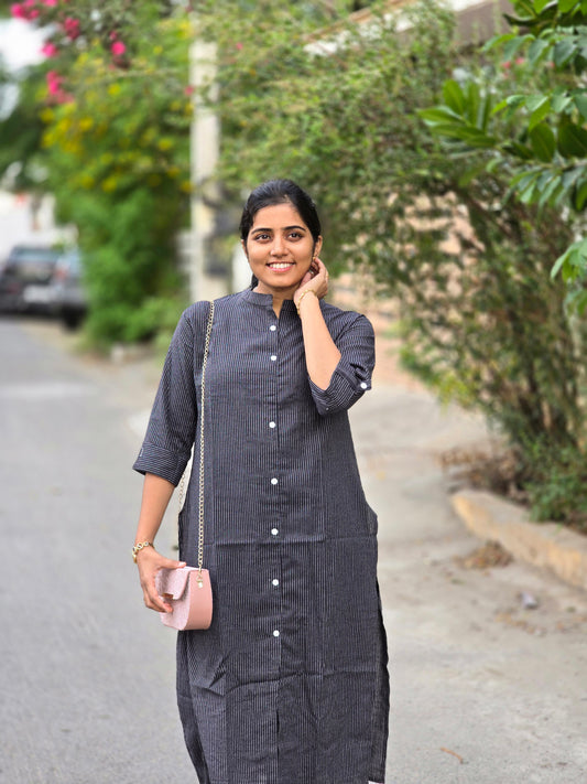 Black stripes kurti set