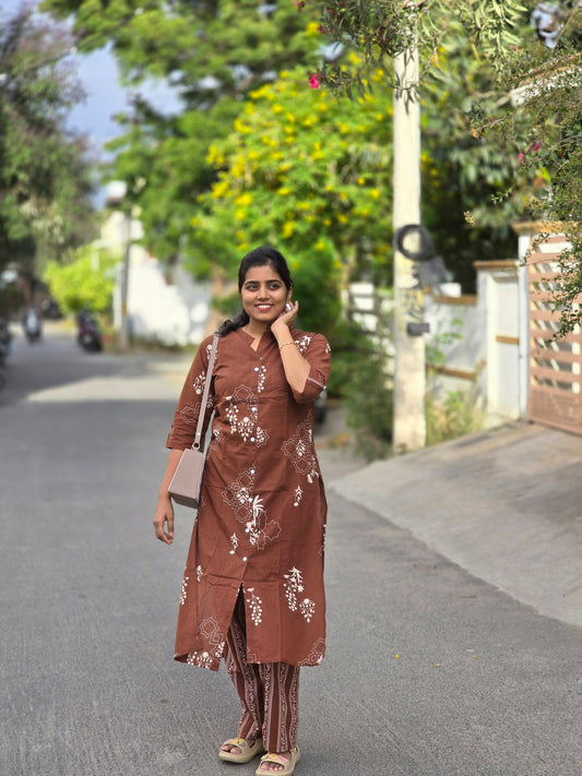 Brown stripes kurti set