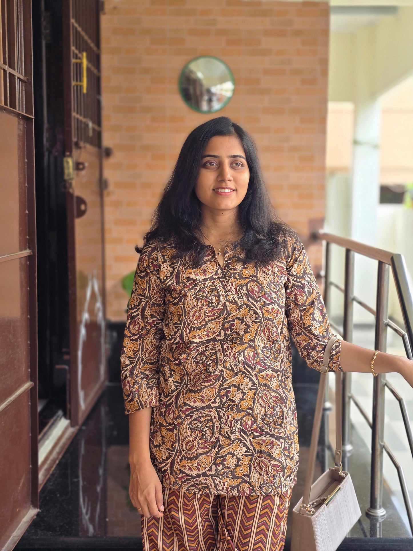 Brown kalamkari coord set