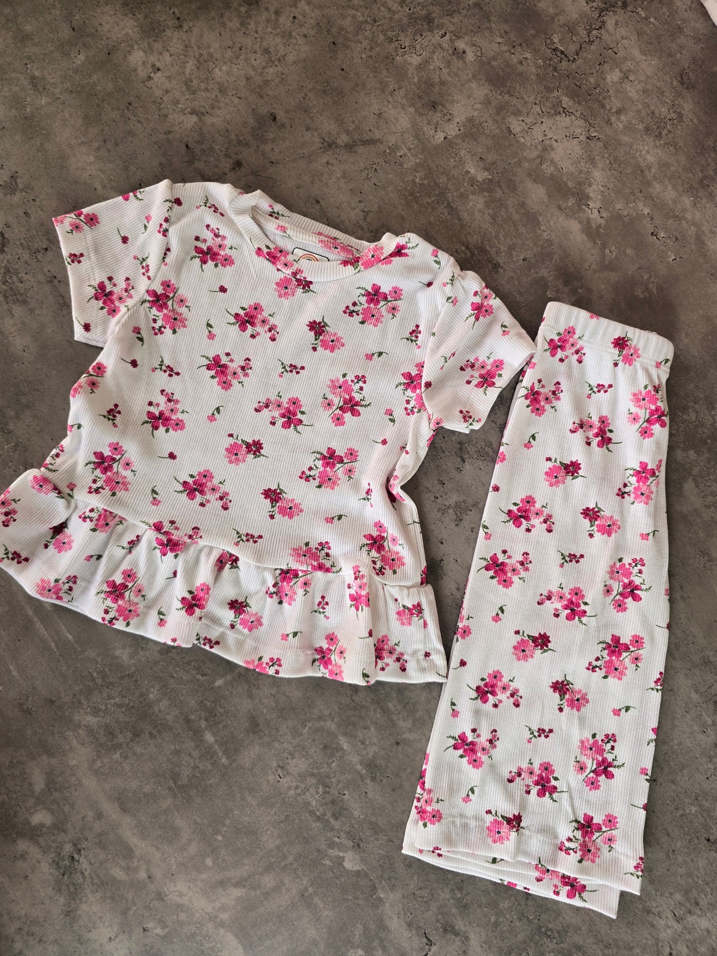 Pink flower Frill coord set