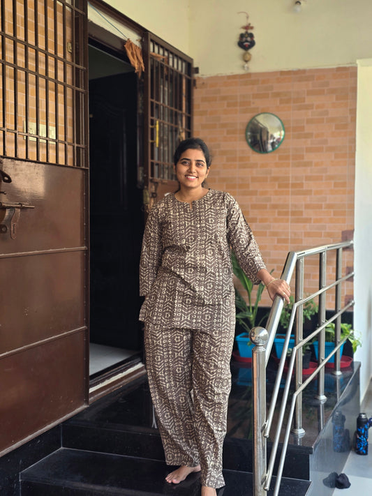 Brown batik print Coord set