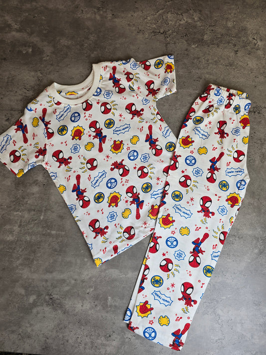 White Spiderman all over coord set