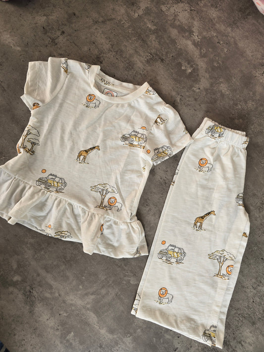 White Jungle Safari Frill coord set