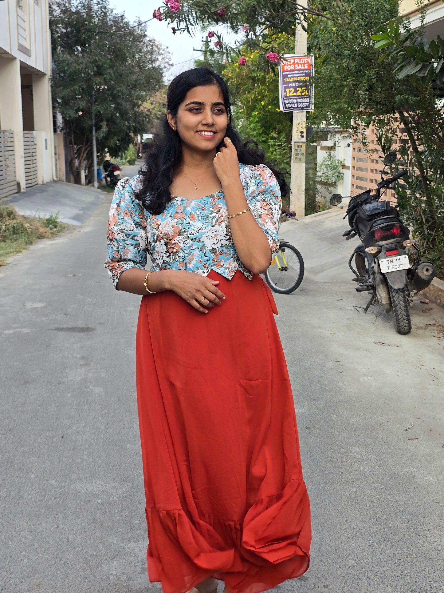 Orange Blue Stylish Feeding Maxi