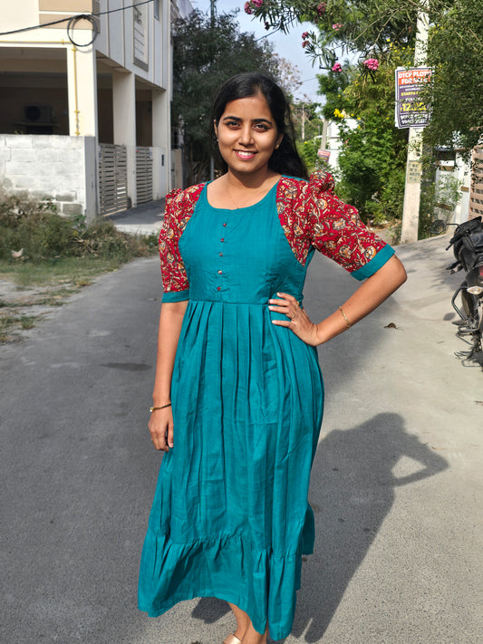 Ramar Green with Kalamkari Feeding Maxi