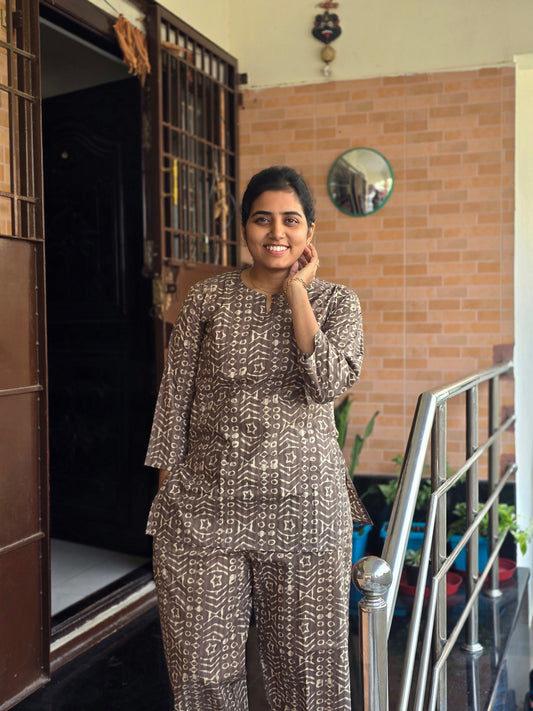 Brown batik print Coord set