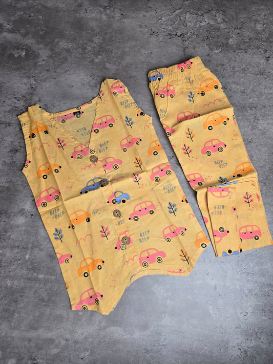 Yellow cars Cotton coord set