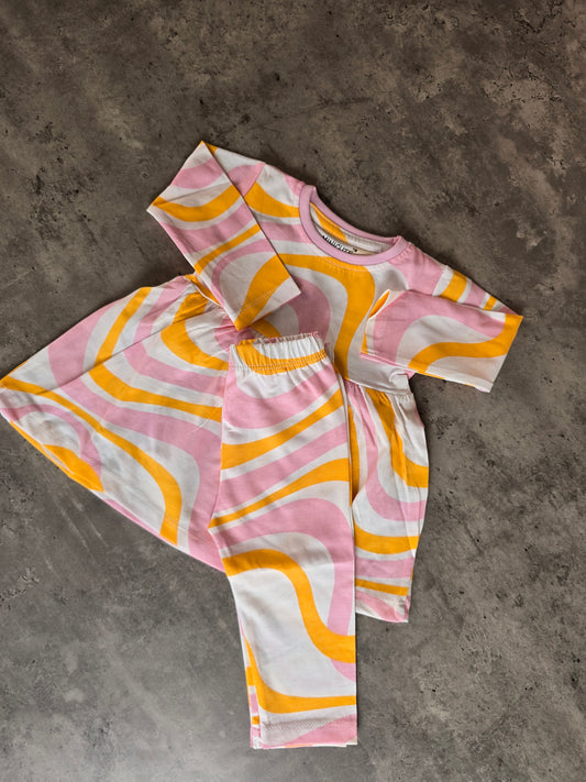 Orange Pink Wave Frill coord set