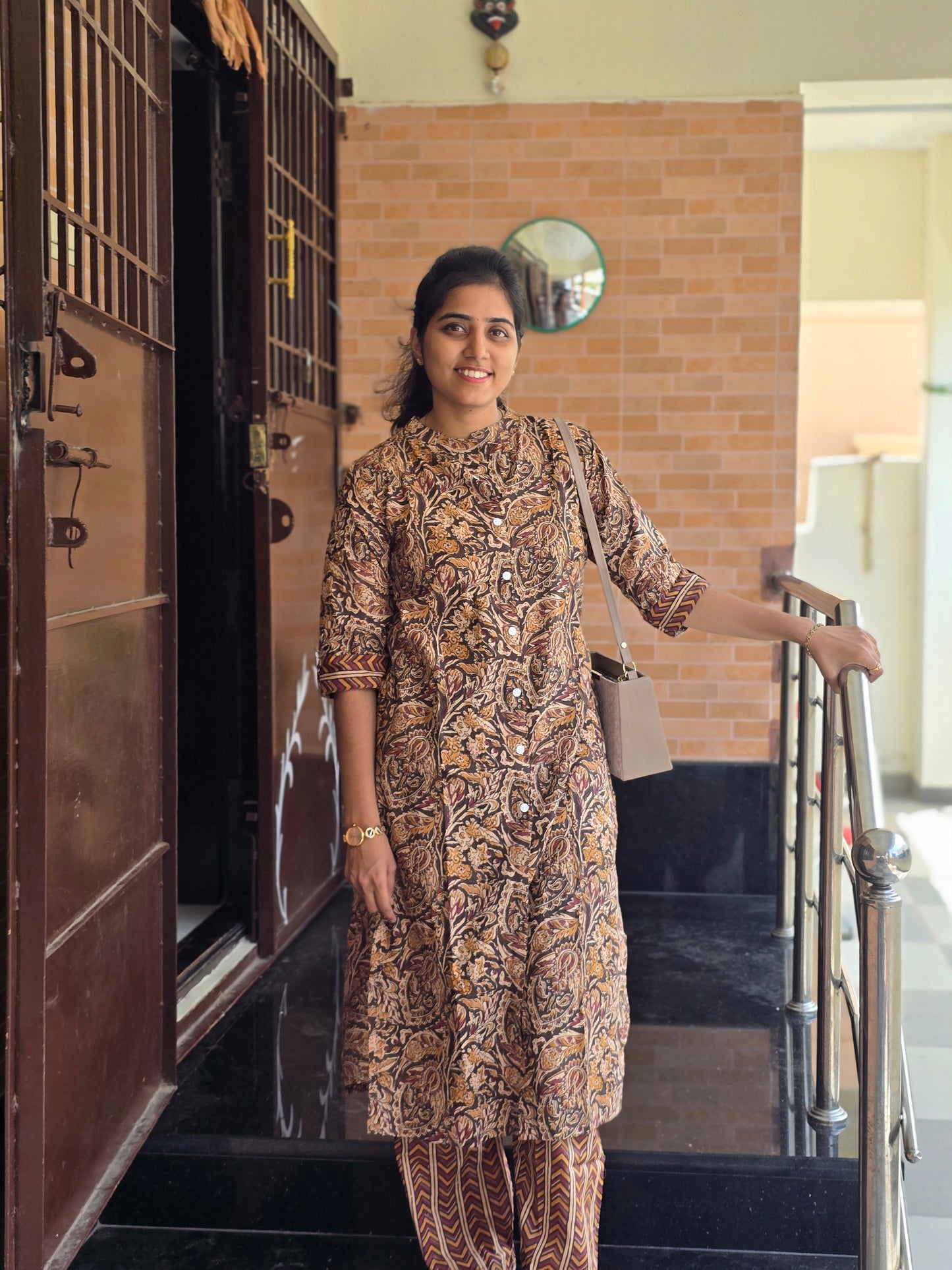 Maroon Kalamkari kurti set