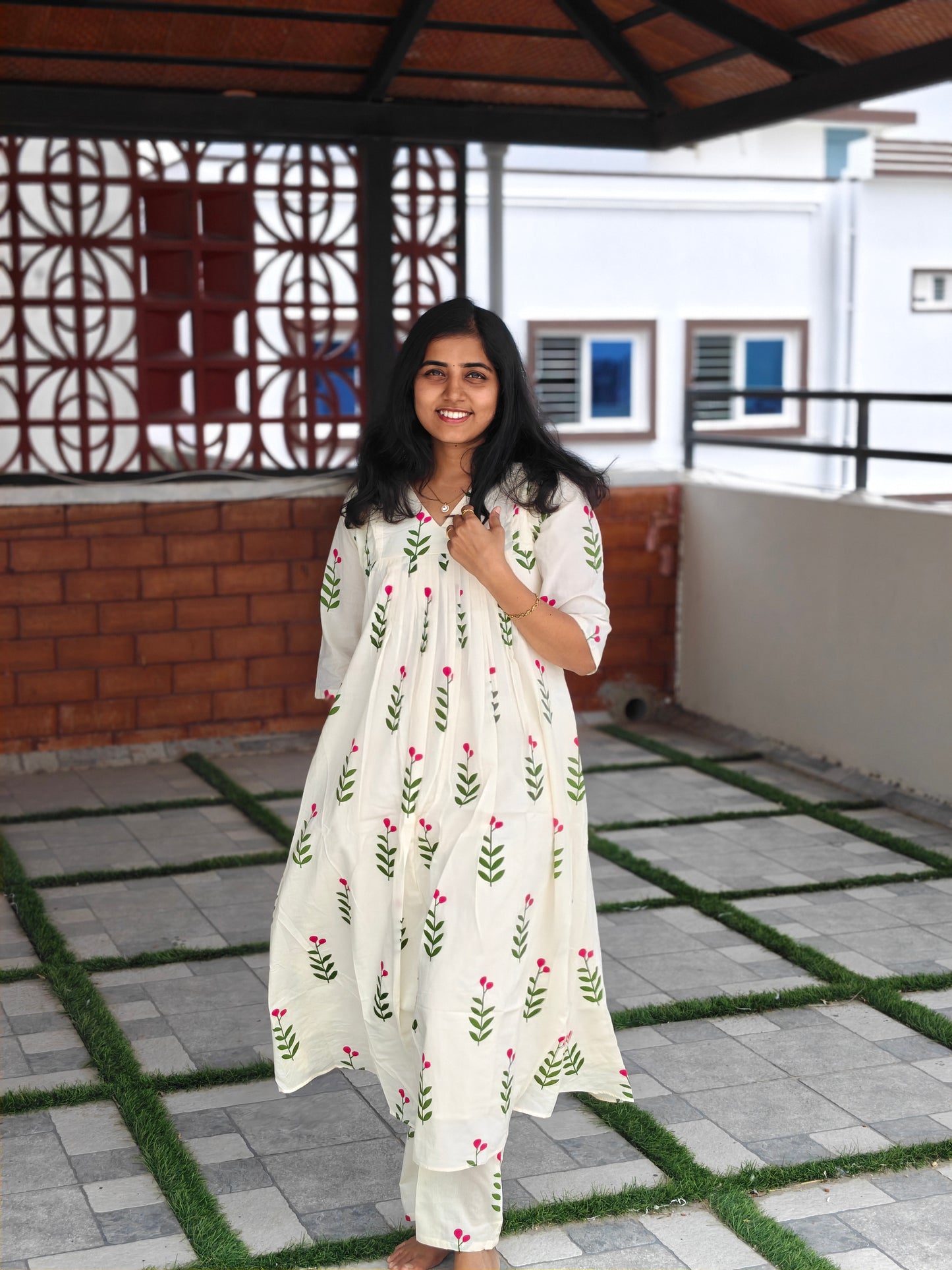 Pink Blossom kurti set