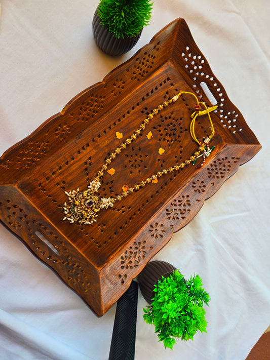 Mid length Ball chain haram with rice pearls