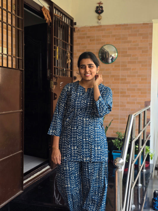 Blue batik print Coord set