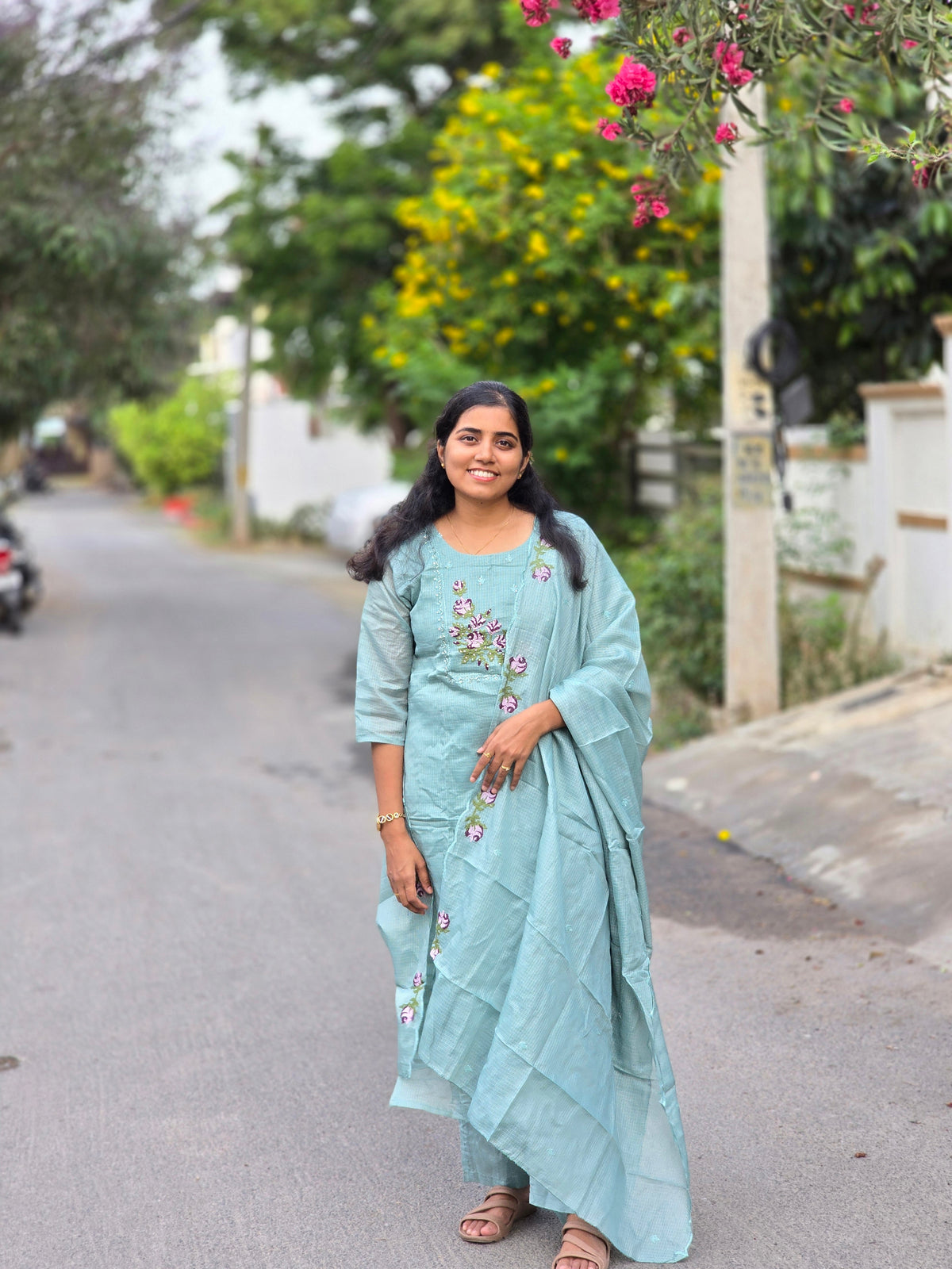 Ice blue Embroidery Festive Salwar set