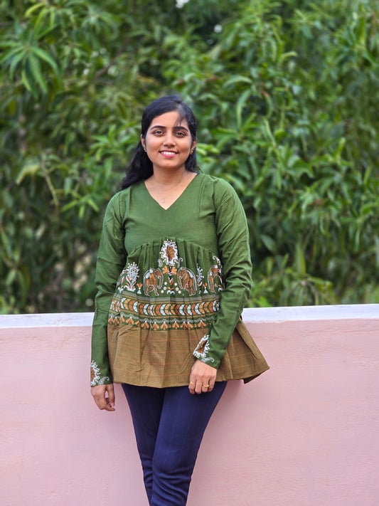 Green bottom design Peplum top