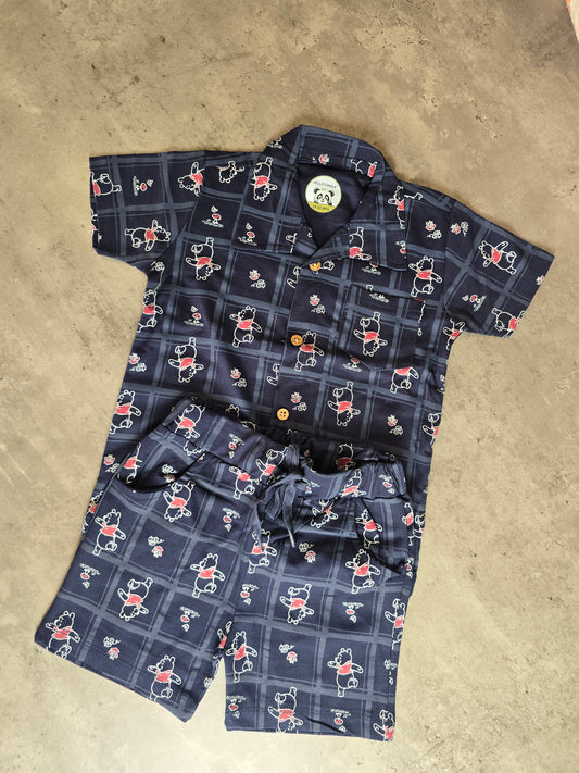Blue teddy bear Cotton Coord set