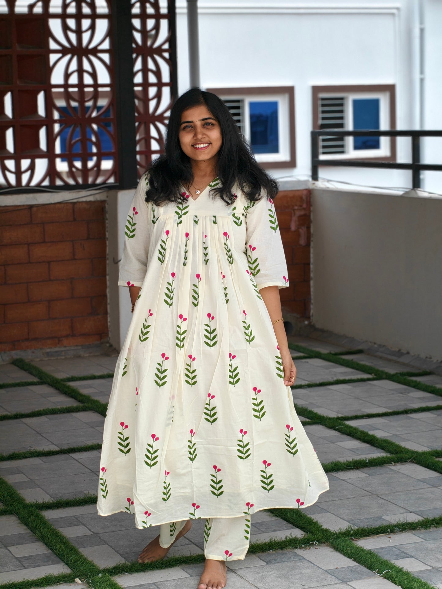 Pink Blossom kurti set