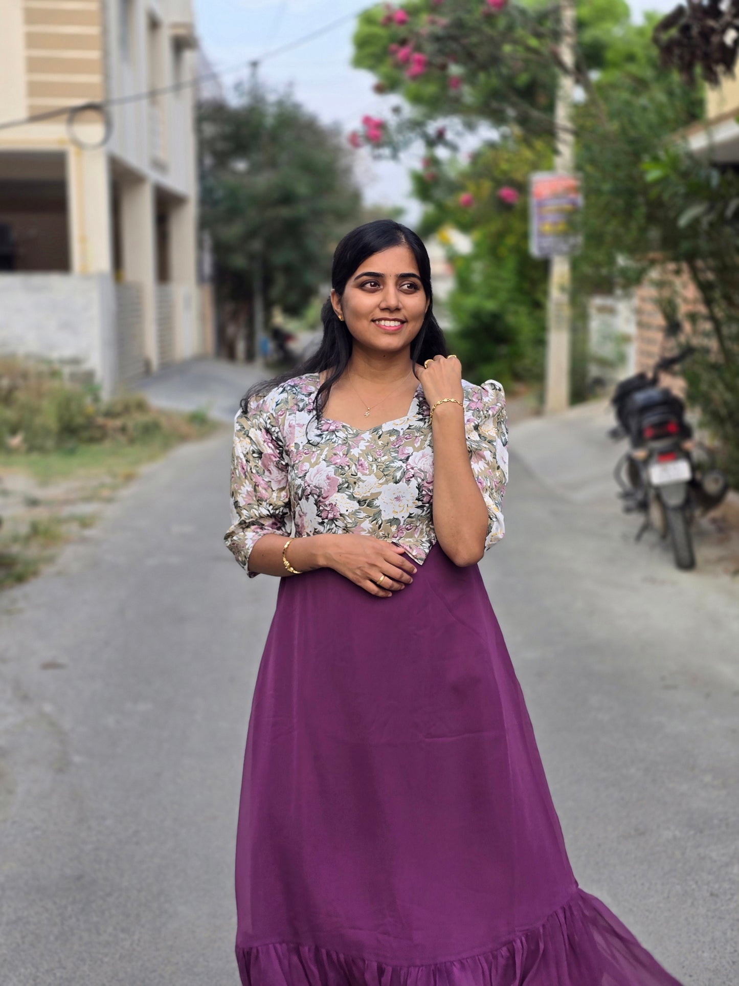 Lavendar Floral Stylish Feeding Maxi