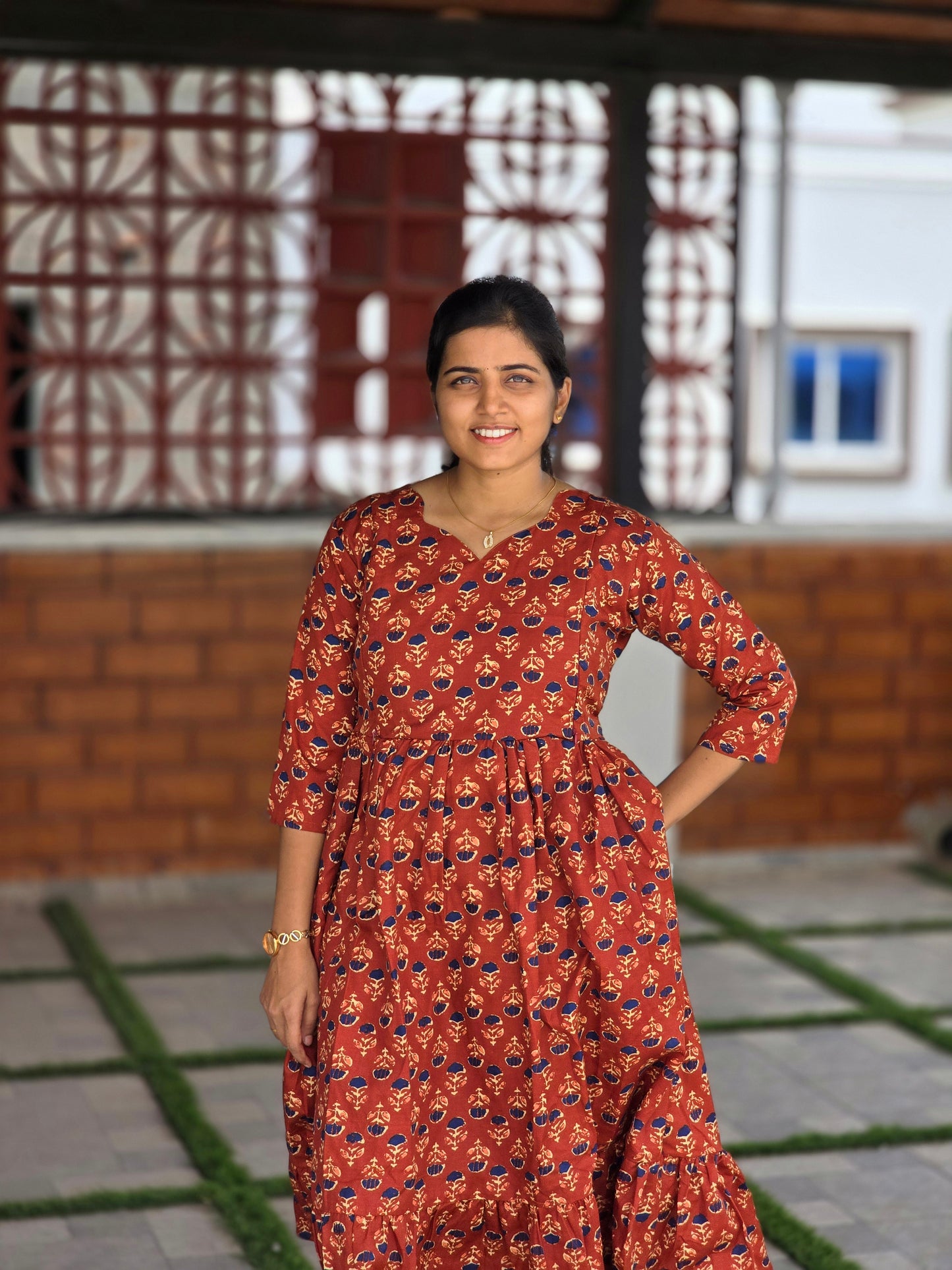 Rust Orange button rose Maxi