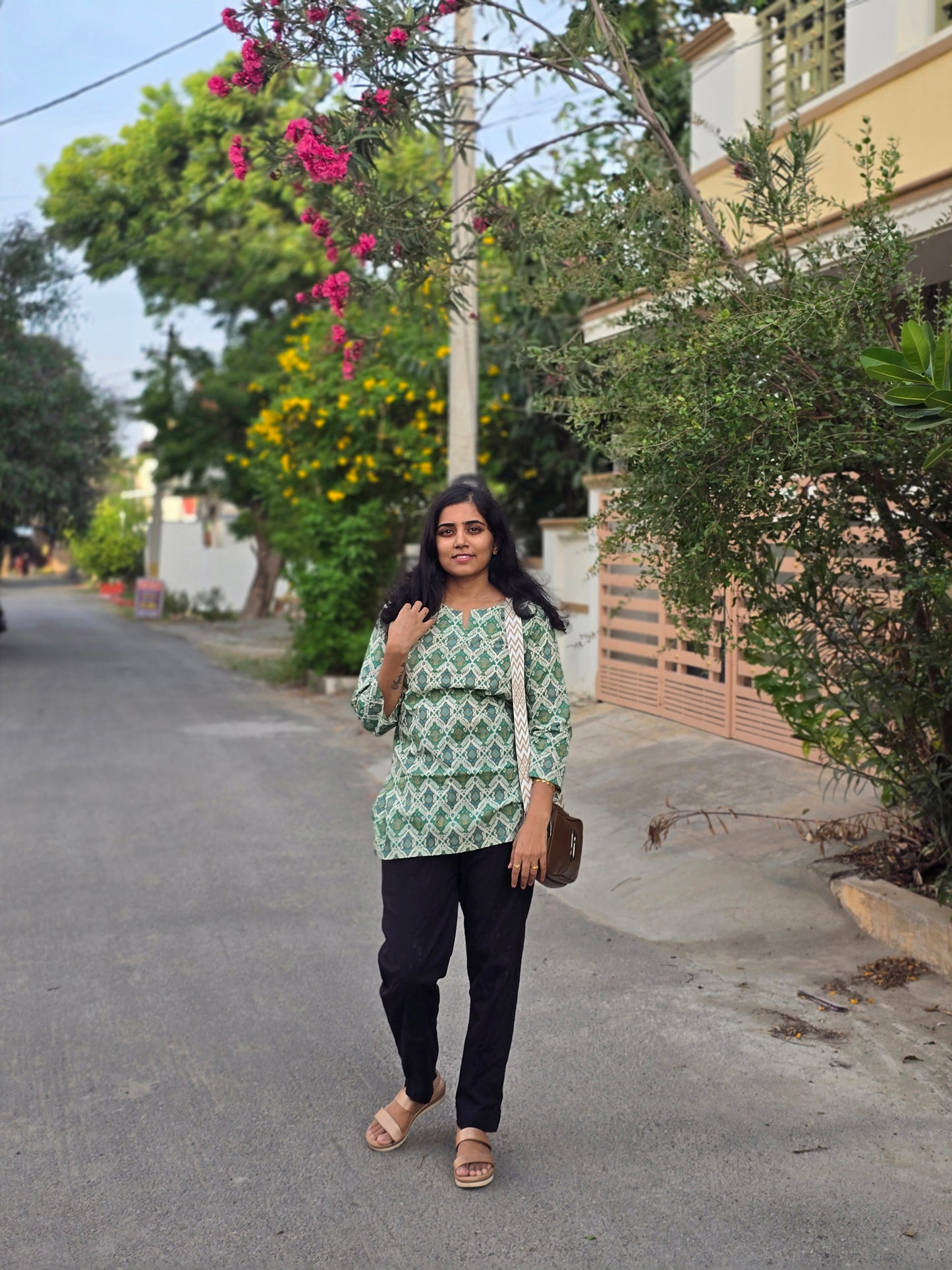 Green Patterns short Top