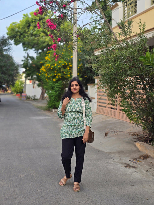 Green Patterns short Top