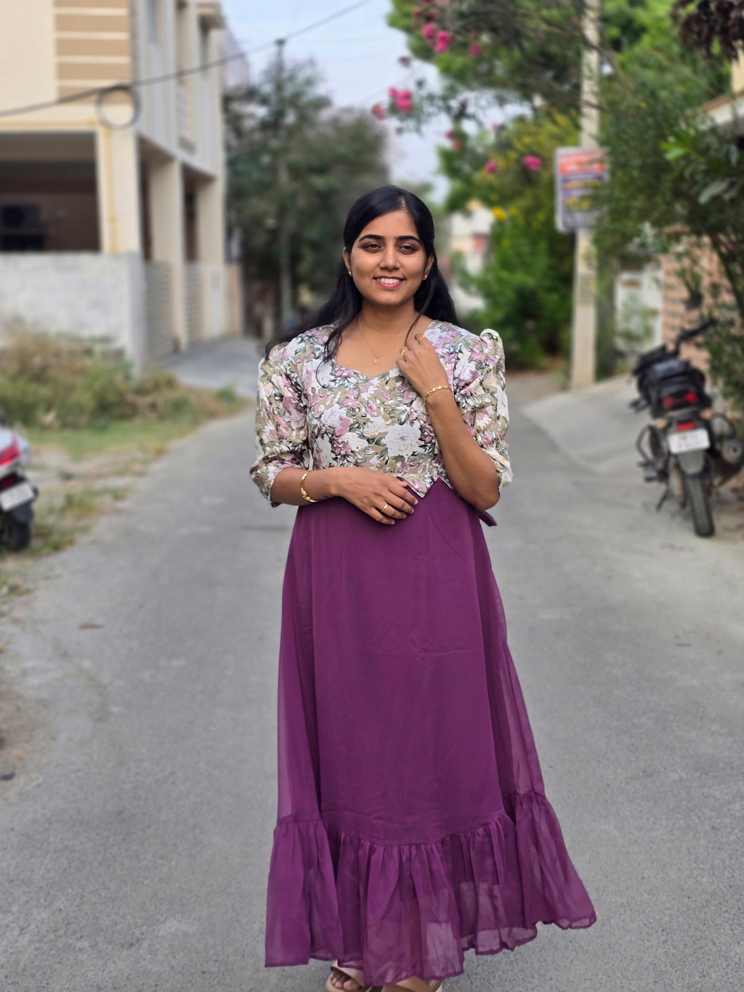 Lavendar Floral Stylish Feeding Maxi