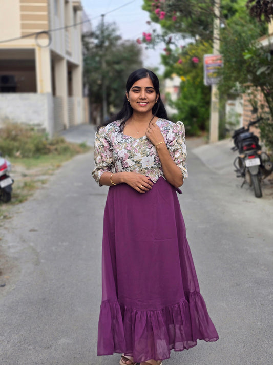 Lavendar Floral Stylish Feeding Maxi