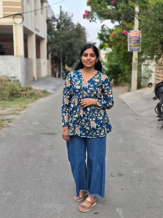Blue Floral Peplum