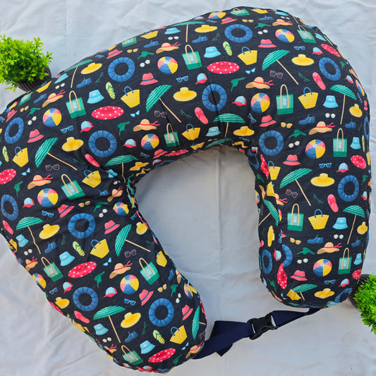 Feeding Pillow with belt- Black Beach Vibes