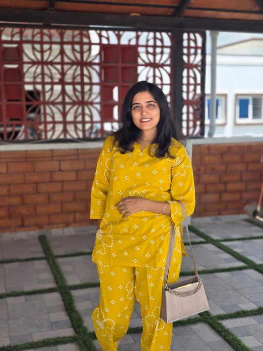 Yellow dot flowers coord set