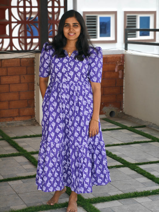 Violet floral Center Zip Maxi