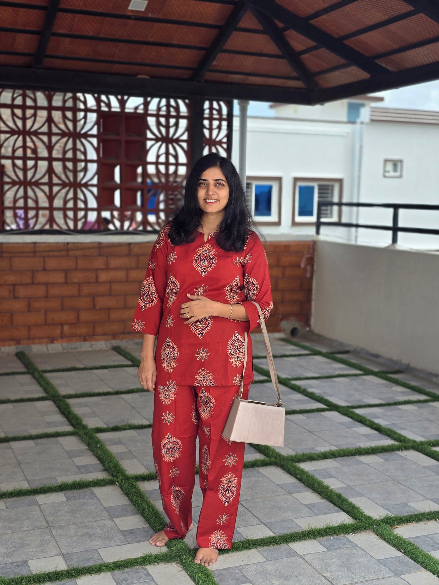 Maroon Flowers coord set