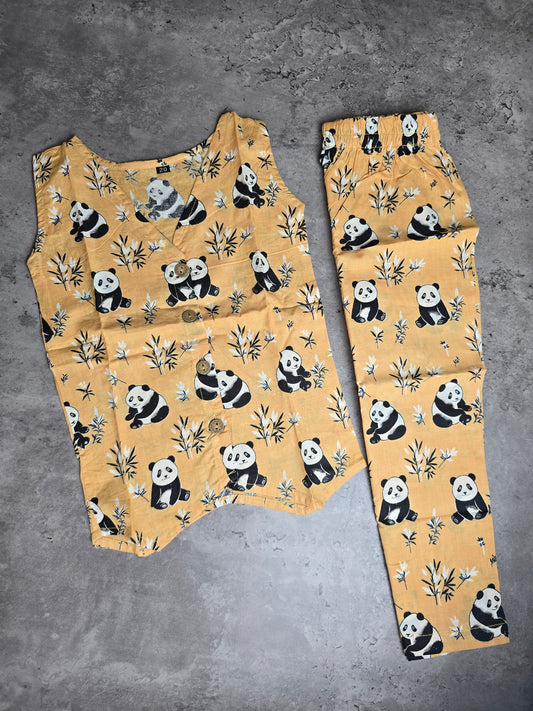 Yellow panda Cotton coord set
