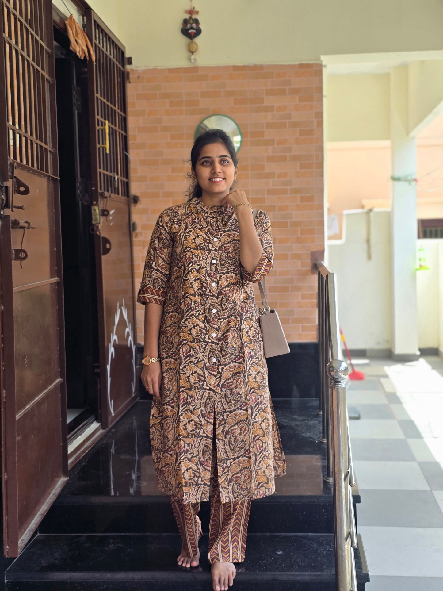 Maroon Kalamkari kurti set
