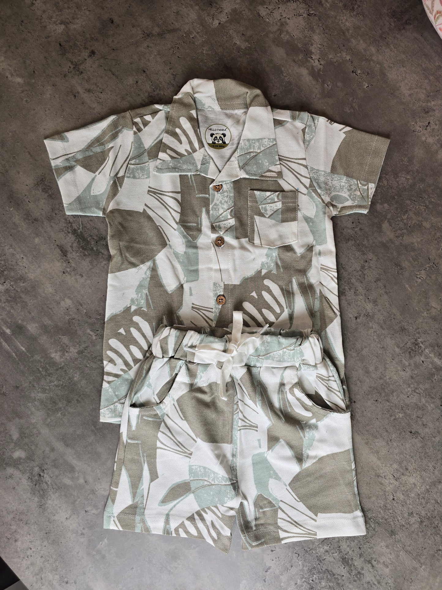 Grey green pattern Cotton Coord set