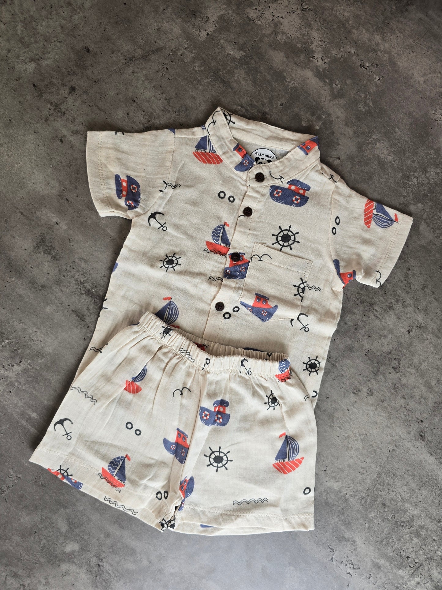 Sea ship Unisex Muslin Coord set