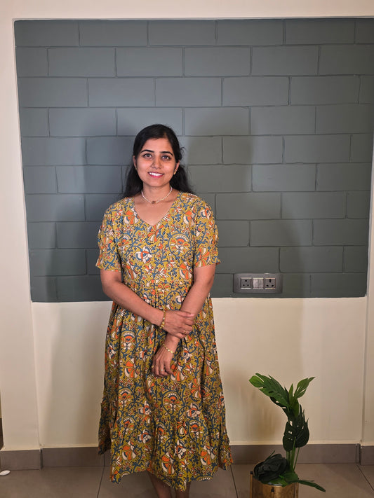 Green with Orange Kalamkari