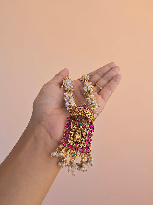 Radha Krishna Pearls pink and green